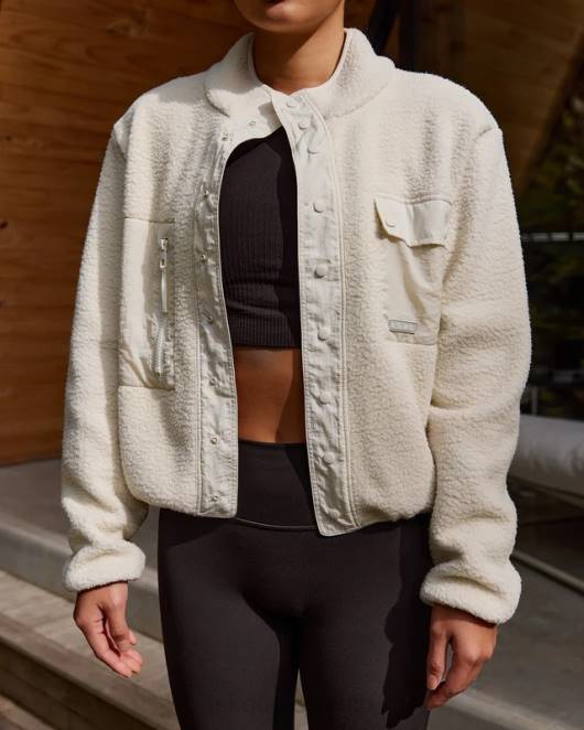 Z8RH464 LSKD Frauen Alpenfleecejacke - Knochen Bekleidung