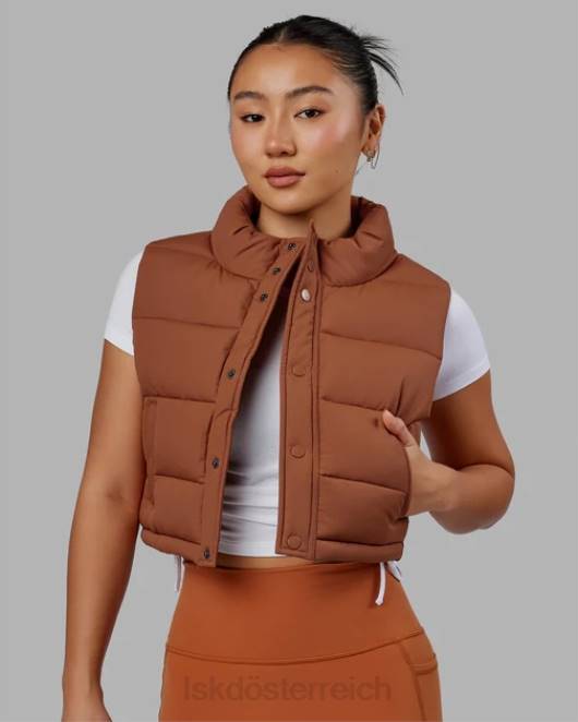 Z8RH465 LSKD Frauen Kurz geschnittene Lagenweste – haselnussbraun Bekleidung