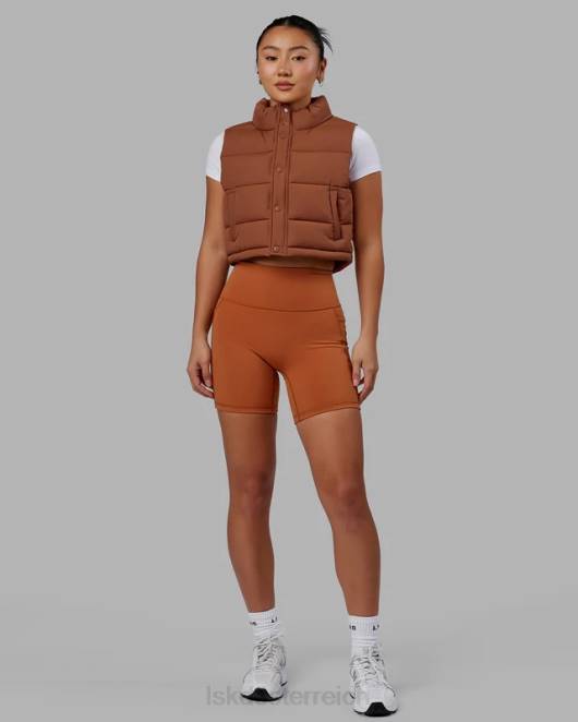 Z8RH465 LSKD Frauen Kurz geschnittene Lagenweste – haselnussbraun Bekleidung
