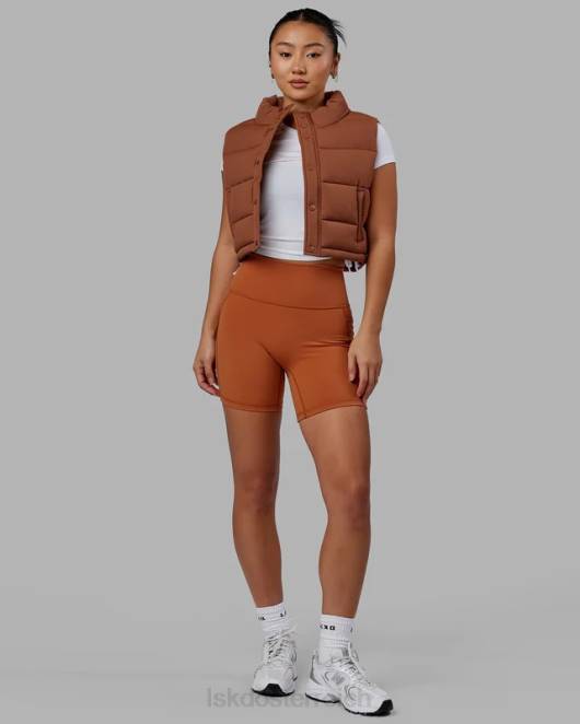 Z8RH465 LSKD Frauen Kurz geschnittene Lagenweste – haselnussbraun Bekleidung