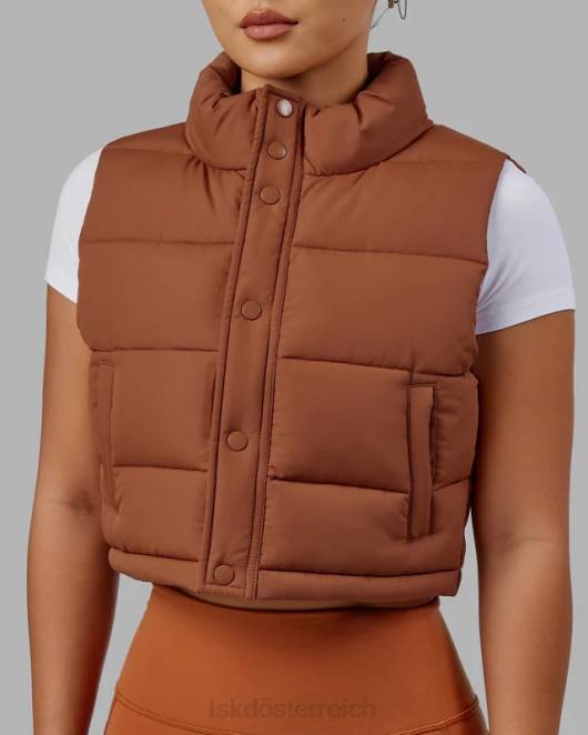 Z8RH465 LSKD Frauen Kurz geschnittene Lagenweste – haselnussbraun Bekleidung