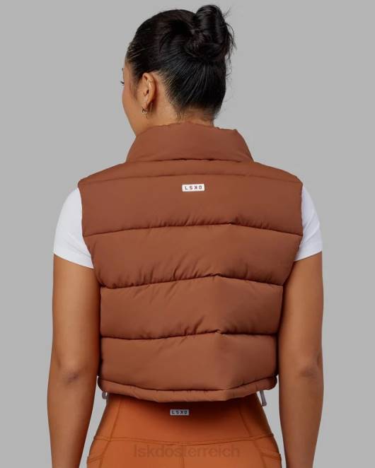Z8RH465 LSKD Frauen Kurz geschnittene Lagenweste – haselnussbraun Bekleidung