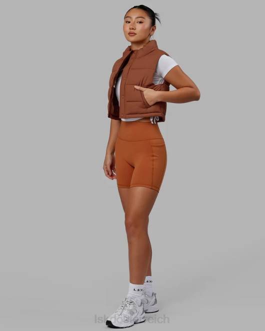 Z8RH465 LSKD Frauen Kurz geschnittene Lagenweste – haselnussbraun Bekleidung