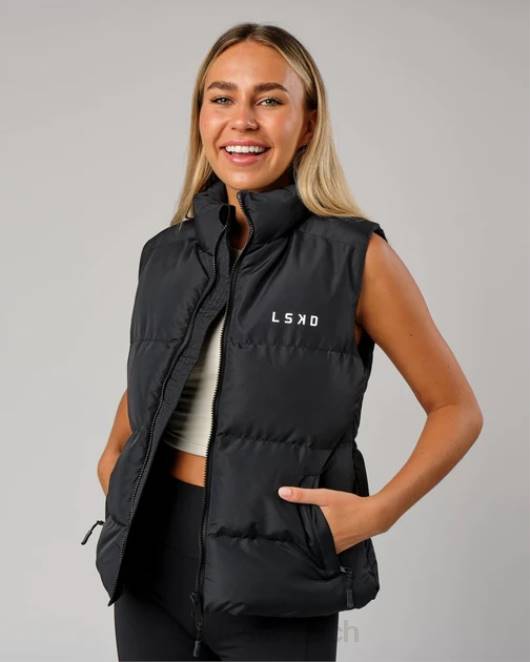 Z8RH468 LSKD Frauen Essential Pufferweste – Schwarz Bekleidung