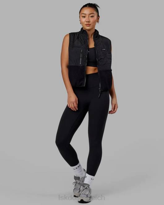 Z8RH472 LSKD Frauen Steppweste mit Schirm – schwarz Bekleidung