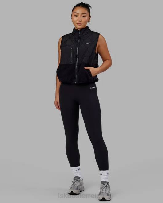 Z8RH472 LSKD Frauen Steppweste mit Schirm – schwarz Bekleidung