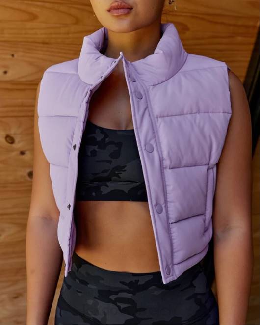 Z8RH473 LSKD Frauen Kurz geschnittene Layer-Up-Weste – blasses Flieder Bekleidung