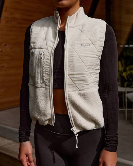 Z8RH476 LSKD Frauen Steppweste mit Schirm – Knochen Bekleidung