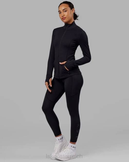 Z8RH482 LSKD Frauen Stride-Jacke mit durchgehendem Reißverschluss – Schwarz Bekleidung