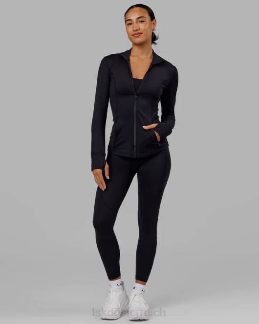 Z8RH482 LSKD Frauen Stride-Jacke mit durchgehendem Reißverschluss – Schwarz Bekleidung