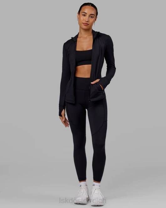 Z8RH482 LSKD Frauen Stride-Jacke mit durchgehendem Reißverschluss – Schwarz Bekleidung