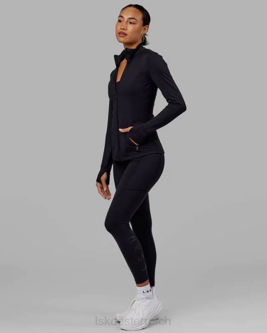Z8RH482 LSKD Frauen Stride-Jacke mit durchgehendem Reißverschluss – Schwarz Bekleidung