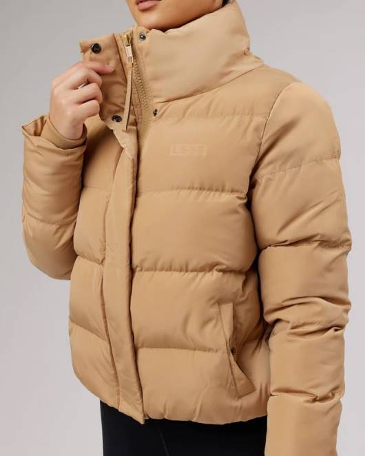 Z8RH496 LSKD Frauen Tägliche Pufferjacke – Kamel Bekleidung