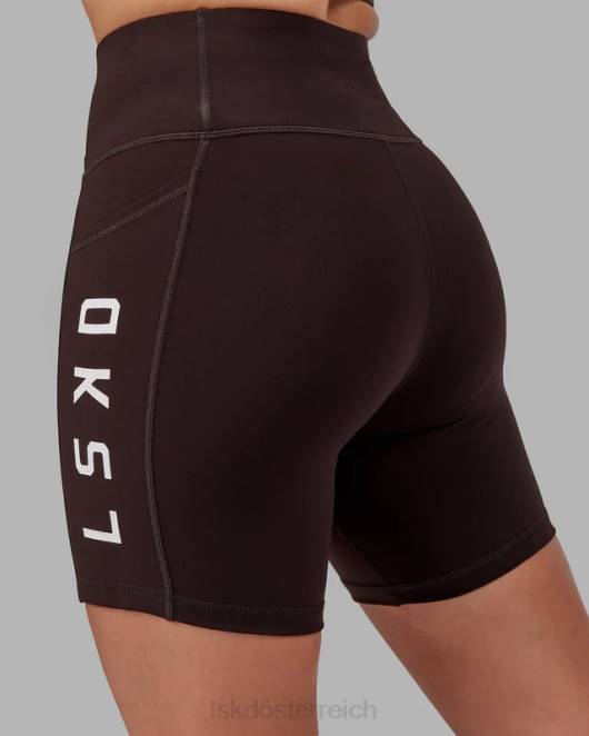 Z8RH515 LSKD Frauen Rep-Shorts in mittlerer Länge – dunkles Walnussholz Bekleidung