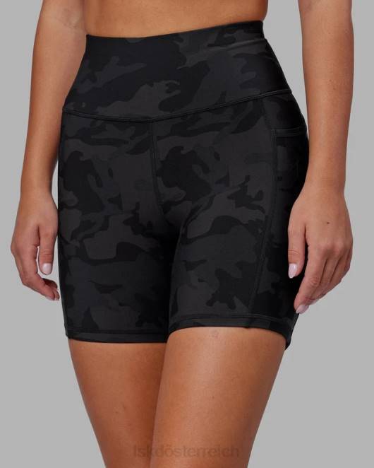 Z8RH535 LSKD Frauen Mittellange Rep-Shorts – schwarzes Tarnmuster Bekleidung