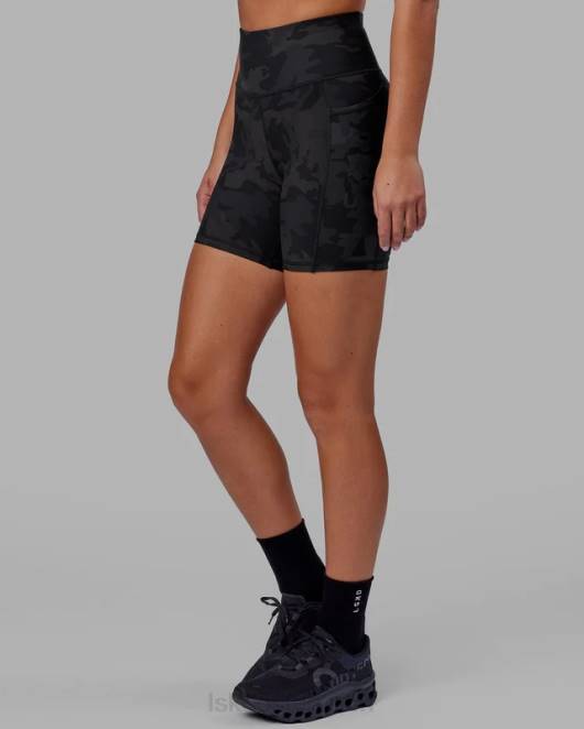 Z8RH535 LSKD Frauen Mittellange Rep-Shorts – schwarzes Tarnmuster Bekleidung