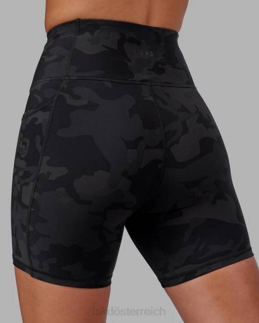 Z8RH535 LSKD Frauen Mittellange Rep-Shorts – schwarzes Tarnmuster Bekleidung