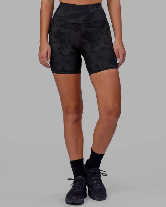 Z8RH535 LSKD Frauen Mittellange Rep-Shorts – schwarzes Tarnmuster Bekleidung