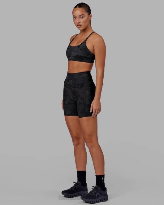 Z8RH535 LSKD Frauen Mittellange Rep-Shorts – schwarzes Tarnmuster Bekleidung