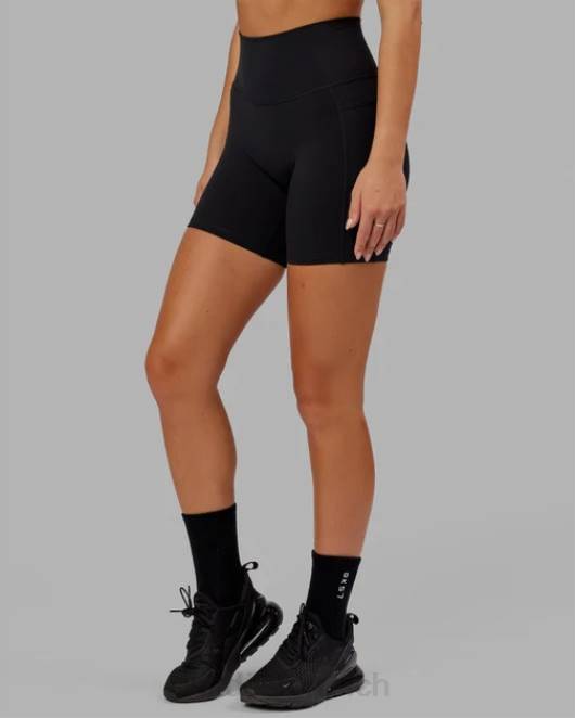 Z8RH541 LSKD Frauen Mittellange Fusion-Shorts – Schwarz Bekleidung