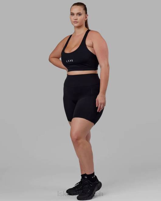 Z8RH541 LSKD Frauen Mittellange Fusion-Shorts – Schwarz Bekleidung