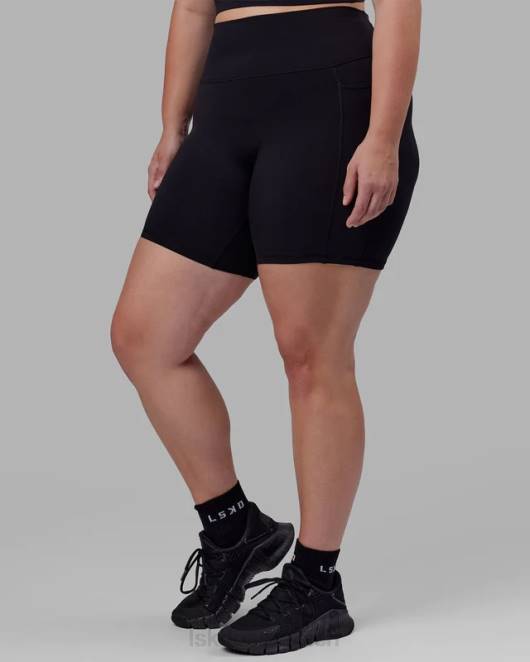 Z8RH541 LSKD Frauen Mittellange Fusion-Shorts – Schwarz Bekleidung