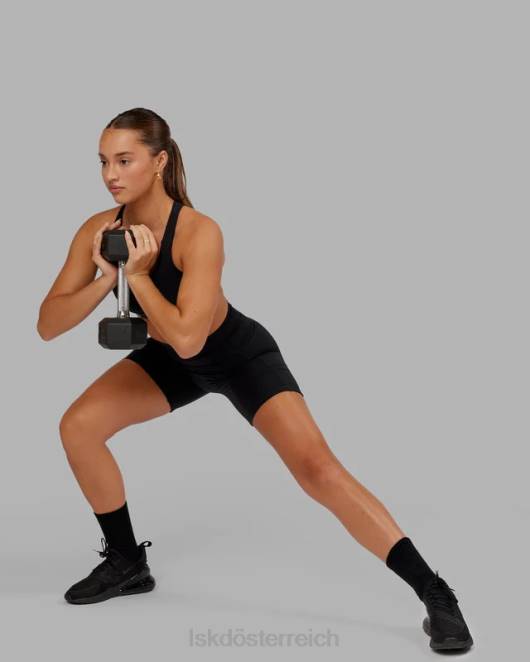 Z8RH541 LSKD Frauen Mittellange Fusion-Shorts – Schwarz Bekleidung