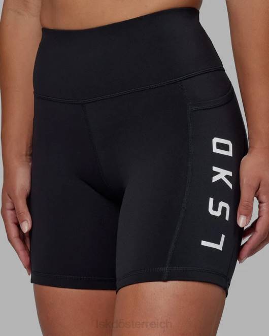 Z8RH545 LSKD Frauen Rips-Shorts in mittlerer Länge – schwarz-weiß Bekleidung