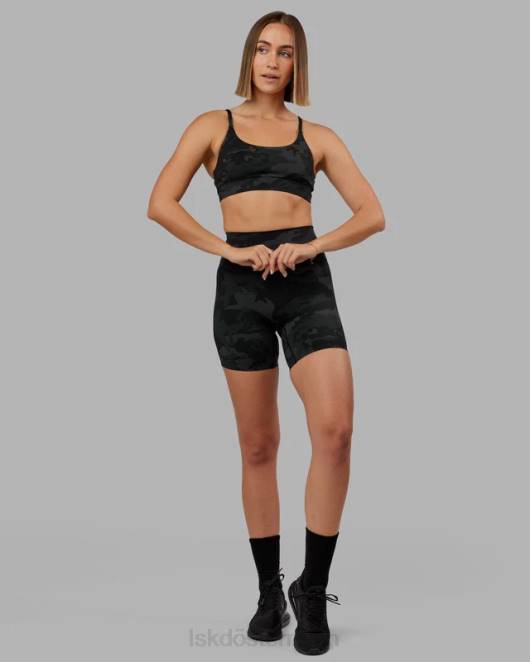 Z8RH548 LSKD Frauen Elixir mittellange Shorts – schwarzes Tarnmuster Bekleidung