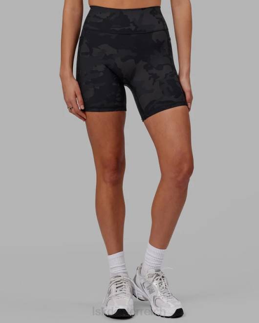 Z8RH556 LSKD Frauen Mittellange Fusion-Shorts – schwarzes Tarnmuster Bekleidung