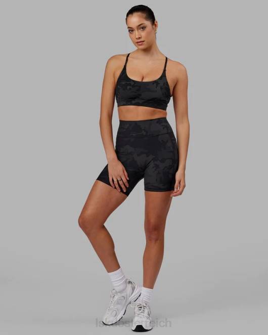 Z8RH556 LSKD Frauen Mittellange Fusion-Shorts – schwarzes Tarnmuster Bekleidung
