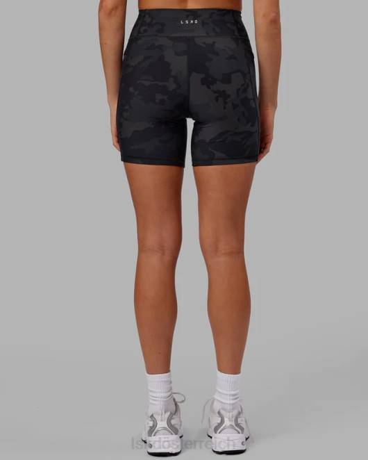 Z8RH556 LSKD Frauen Mittellange Fusion-Shorts – schwarzes Tarnmuster Bekleidung
