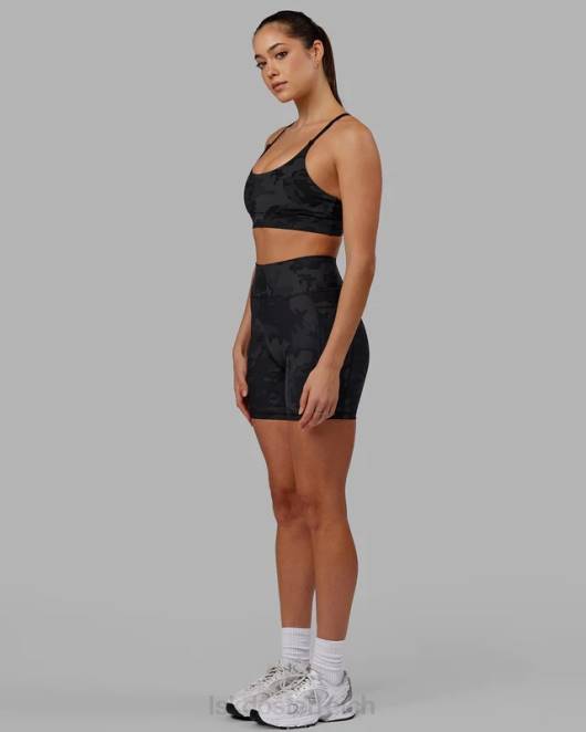 Z8RH556 LSKD Frauen Mittellange Fusion-Shorts – schwarzes Tarnmuster Bekleidung