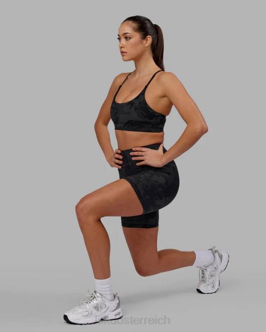 Z8RH556 LSKD Frauen Mittellange Fusion-Shorts – schwarzes Tarnmuster Bekleidung