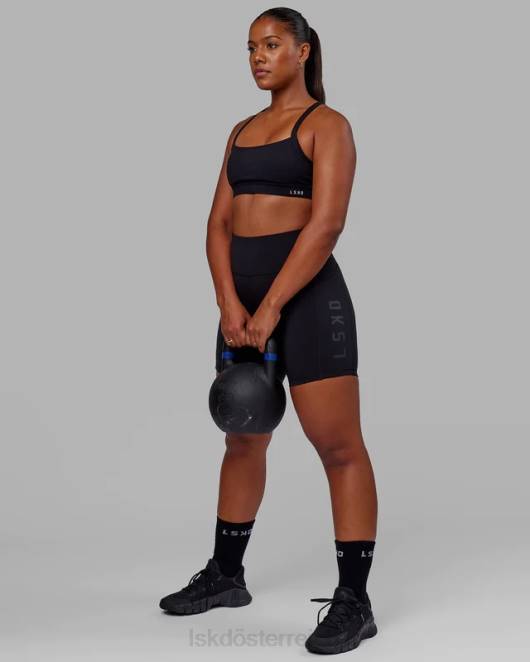 Z8RH567 LSKD Frauen mittellange Rep-Shorts – schwarz-schwarz Bekleidung