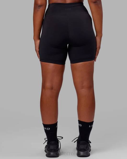 Z8RH567 LSKD Frauen mittellange Rep-Shorts – schwarz-schwarz Bekleidung