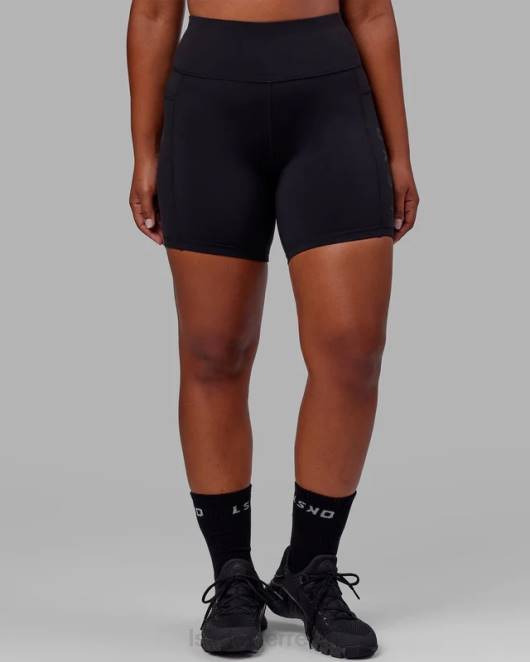 Z8RH567 LSKD Frauen mittellange Rep-Shorts – schwarz-schwarz Bekleidung