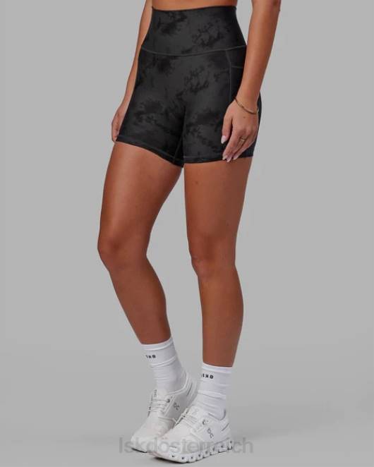 Z8RH588 LSKD Frauen Kurze Fusion-Shorts in X-Länge – schwarzes Batikmuster Bekleidung