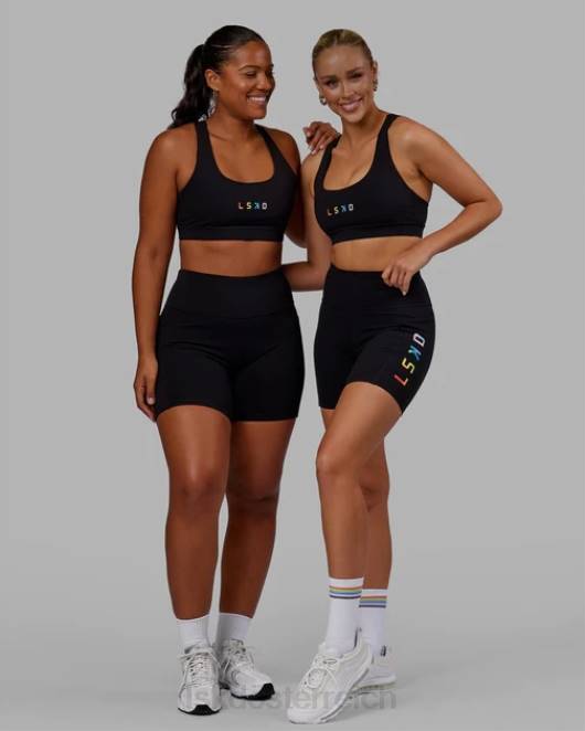 Z8RH590 LSKD Frauen Mittellange Rep-Shorts – Pride-Schwarz Bekleidung