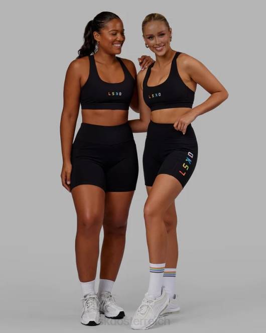 Z8RH590 LSKD Frauen Mittellange Rep-Shorts – Pride-Schwarz Bekleidung
