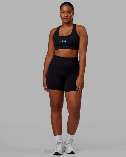 Z8RH590 LSKD Frauen Mittellange Rep-Shorts – Pride-Schwarz Bekleidung