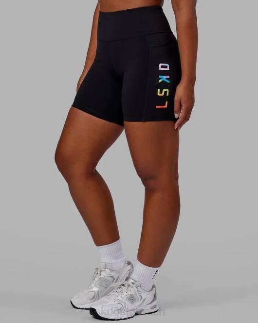 Z8RH590 LSKD Frauen Mittellange Rep-Shorts – Pride-Schwarz Bekleidung
