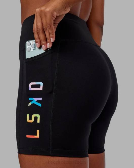 Z8RH590 LSKD Frauen Mittellange Rep-Shorts – Pride-Schwarz Bekleidung