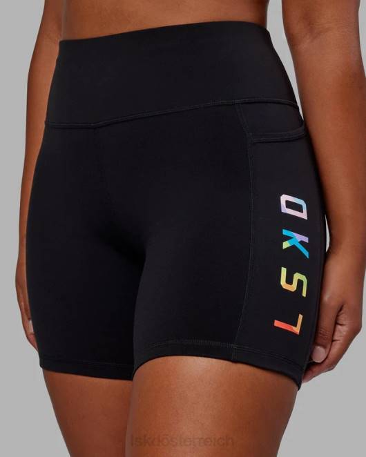 Z8RH590 LSKD Frauen Mittellange Rep-Shorts – Pride-Schwarz Bekleidung