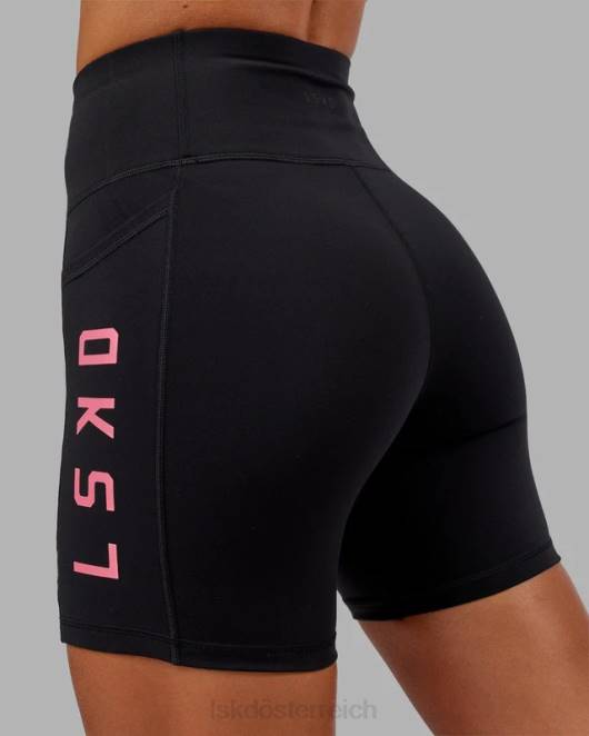 Z8RH615 LSKD Frauen Mittellange Rep-Shorts – Schwarz-Flamingo Bekleidung