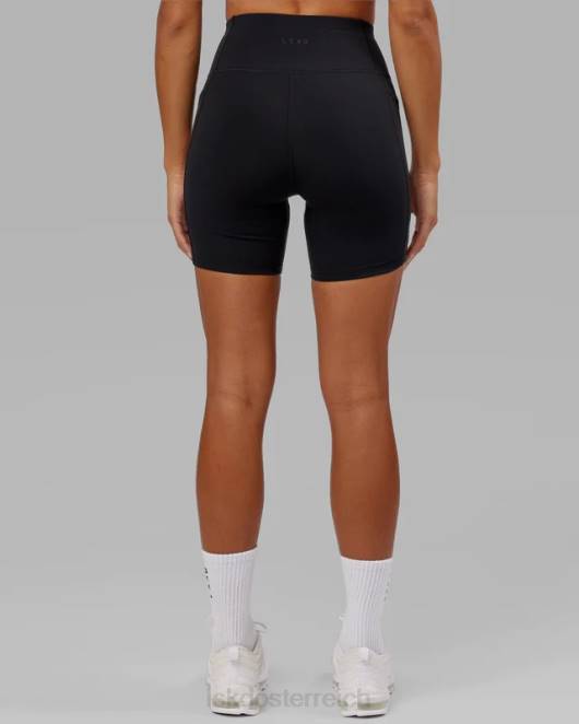 Z8RH615 LSKD Frauen Mittellange Rep-Shorts – Schwarz-Flamingo Bekleidung
