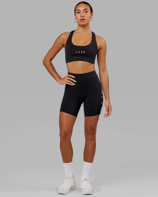 Z8RH615 LSKD Frauen Mittellange Rep-Shorts – Schwarz-Flamingo Bekleidung