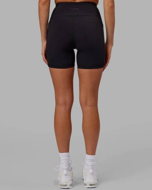 Z8RH616 LSKD Frauen Mittellange Rep-Shorts – Schwarz-Azurblau Bekleidung