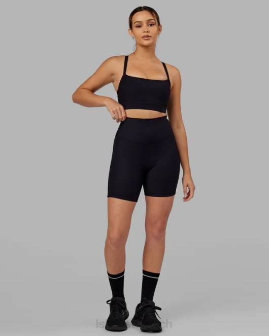 Z8RH618 LSKD Frauen Strike gerippte mittellange Shorts – schwarz Bekleidung