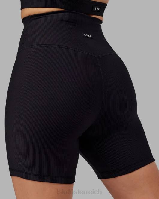 Z8RH618 LSKD Frauen Strike gerippte mittellange Shorts – schwarz Bekleidung